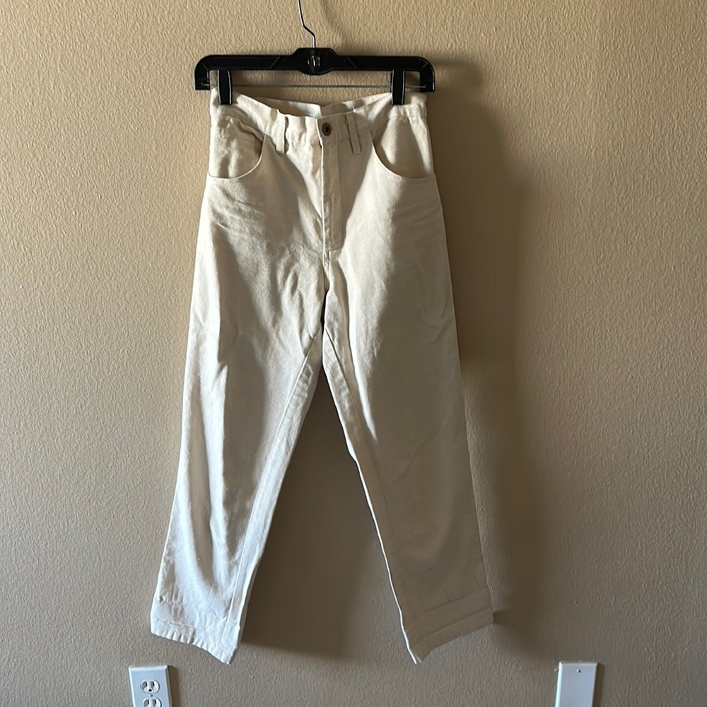 Roberta cargo straight leg pants ivory white